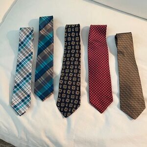 Tommy Hilfiger Alfani Saville Row Bundle of 5 Men's Ties - Blue Navy Red Brown